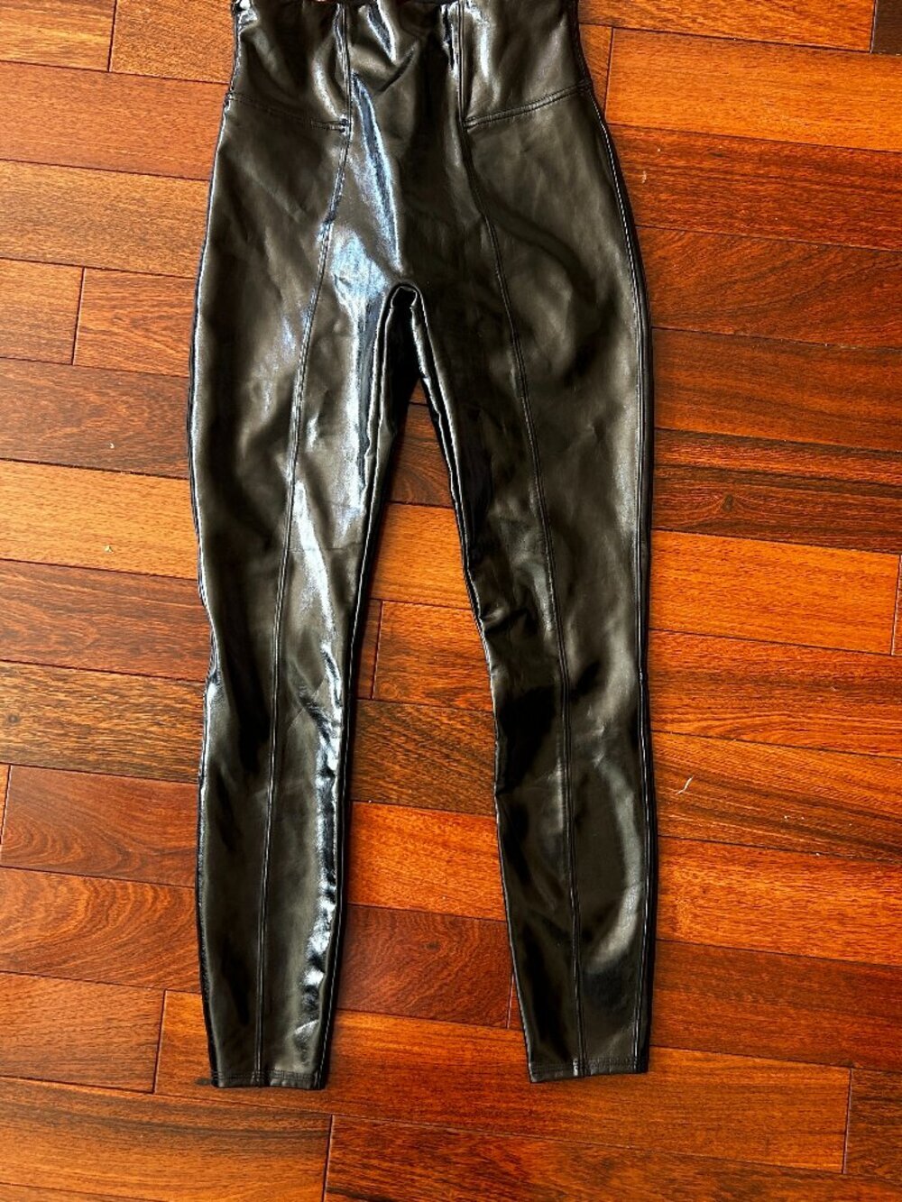 Share SPANX Faux Patent Leather Leggings Black High Rise Shaping Pants Size Smal - Picture 3 of 7
